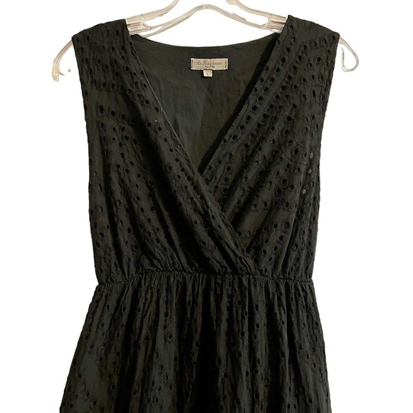 Le Ragazze Made in Italy Black Scalloped Eyelet Midi Dress Large Fully L… - Picture 2 of 8